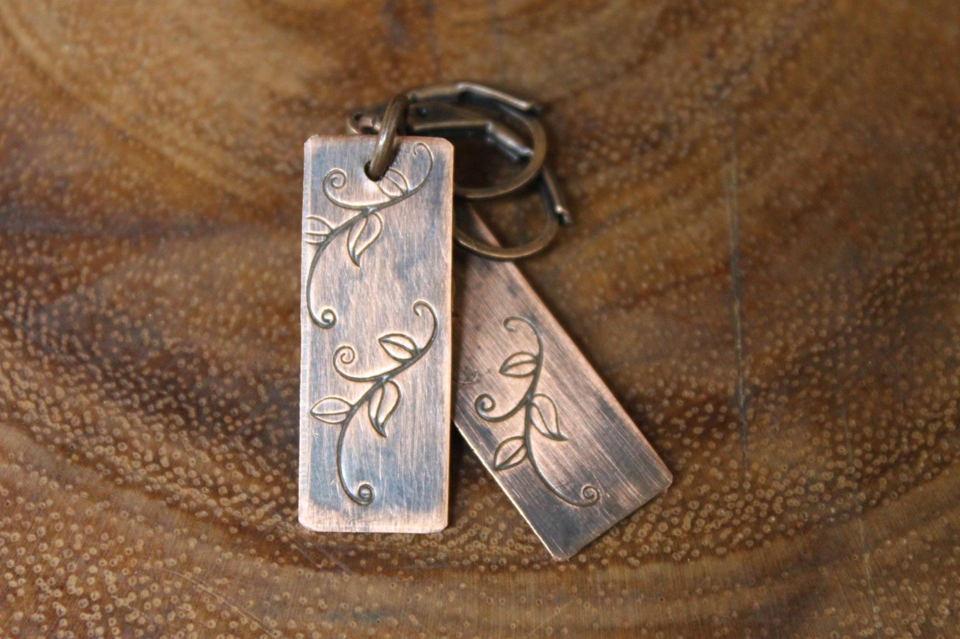 Kupfer Ohrringe, Oxidierte Hand Gestempelt Boho Schmuck, Rustikale Erdige Herbst Ohrringe von NtikArtJewelry