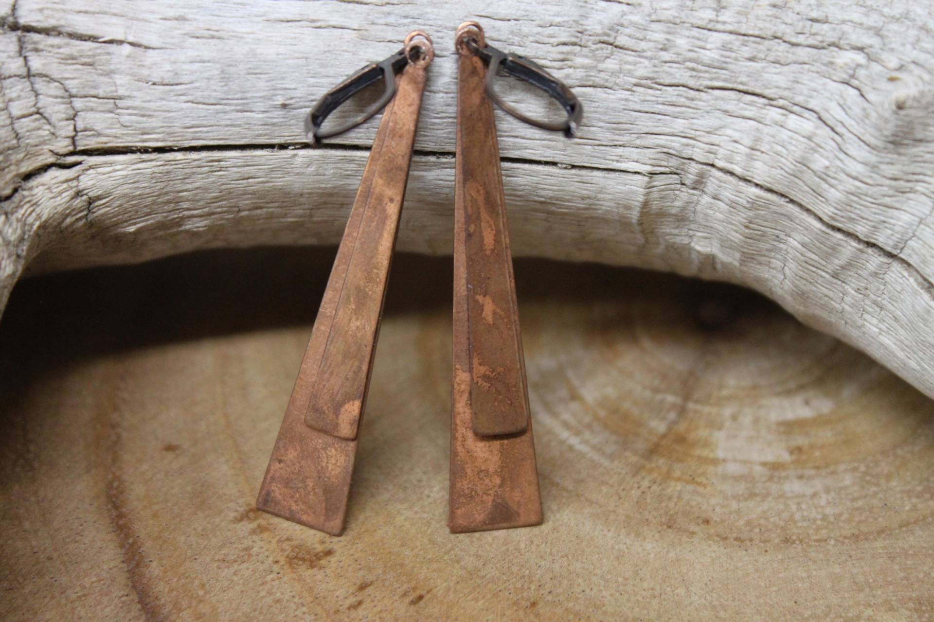 Oxidierte Kupfer Ohrringe, Lange Tropfen Boho Ohrringe Jahrestag Geschenk Für Frauen, Herbst von NtikArtJewelry