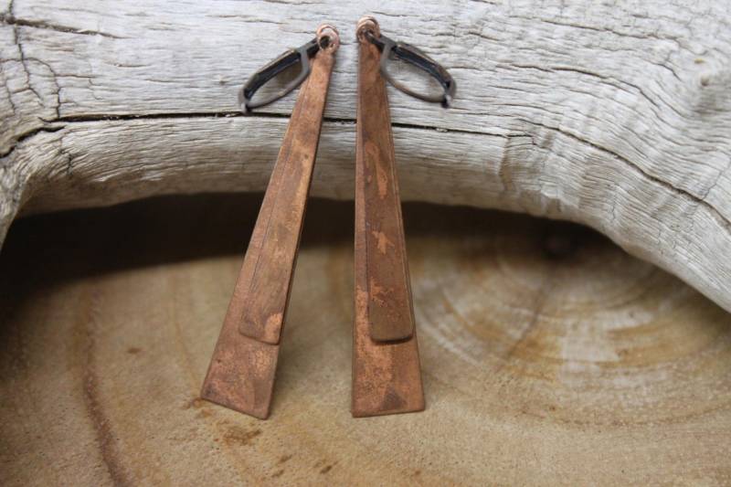 Oxidierte Kupfer Ohrringe, Lange Tropfen Boho Ohrringe Jahrestag Geschenk Für Frauen, Herbst von NtikArtJewelry