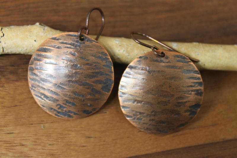 Oxidierte Strukturierte Kupfer Ohrringe, Boho Schmuck, Geschenk Für Frauen, Schmuck von NtikArtJewelry