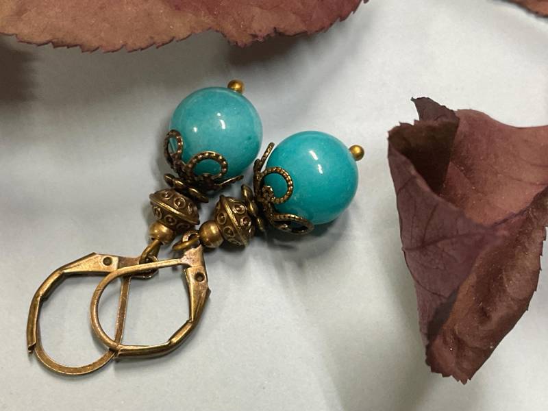 Türkis Ohrringe Baumeln Tropfen Kleine Geschenk Für Sie Für Frauen von NtikArtJewelry