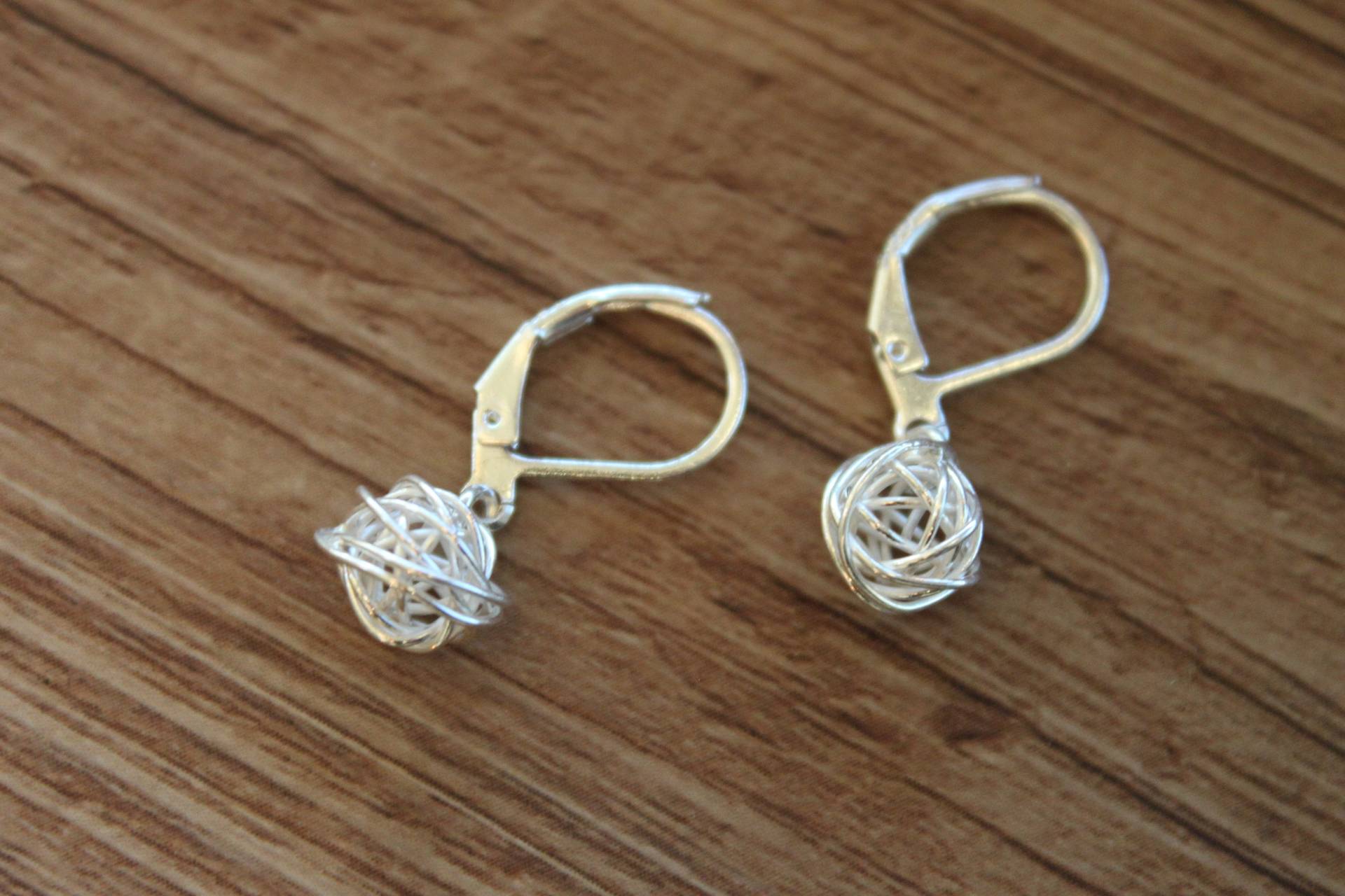 sterling Silber Draht Ball Ohrringe, Baumeln Wirren Moderne Moderner Schmuckschmuck von NtikArtJewelry