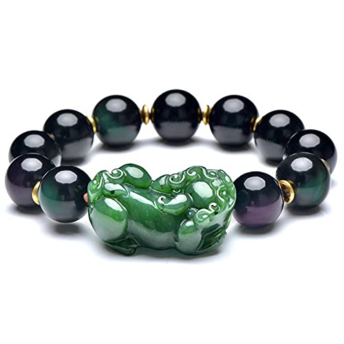NuALLy Herren-Armband, Tigerauge-Armband, Piyao Schwarzes Paar-Armband, natürliche Hetian-Jade, schwarze Obsidian-Perle, handgewebte Schnur, Liebe, B (Color : A) von NuALLy