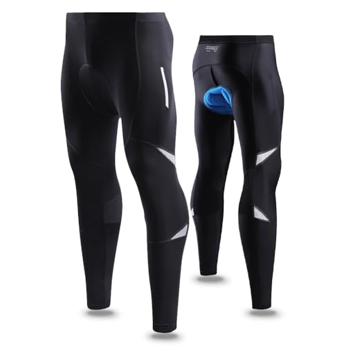 NuCamper Fahrradhose Herren Lang Radlerhose Kompression Mountainbike Radhose MTB Hose Herren mit Atmungsaktive Elastische Laserperforierte Kissen Reflektierende Streifen für Nacht Radsport Motorrad von NuCamper