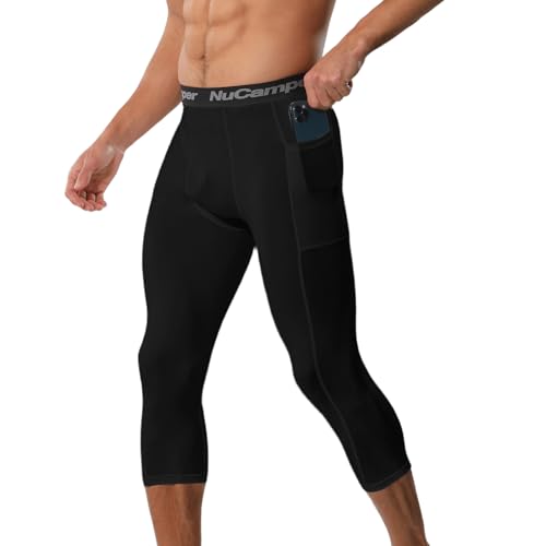 NuCamper Herren 3/4 Kompressionshose,Laufende Schnelltrocknende Atmungsaktiv Sport Leggings Running Funktionsunterhose Kompressionss Tights Basisschicht Schnell Trocknende Hose für Basketball Fitnesss von NuCamper