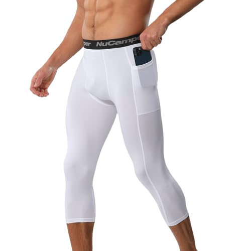 NuCamper Herren 3/4 Kompressionshose,Laufende Schnelltrocknende Atmungsaktiv Sport Leggings Running Funktionsunterhose Kompressionss Tights Basisschicht Schnell Trocknende Hose für Basketball Fitnesss von NuCamper