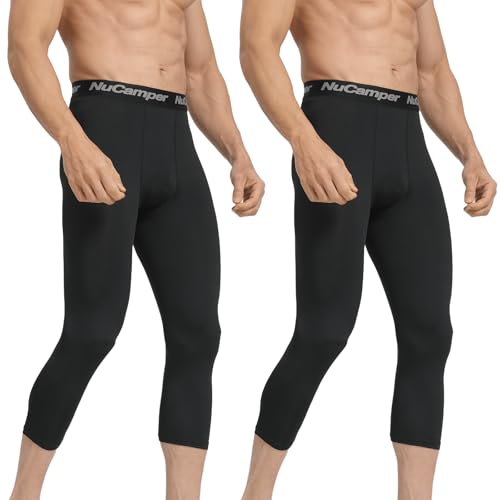 NuCamper Kompressionshose Herren 3/4,Laufende Atmungsaktiv Funktionsunterhose Leggings Sport Kompressionss Tights Basisschicht Schnell Trocknende Hose für Basketball Fitnesss Athletisches von NuCamper