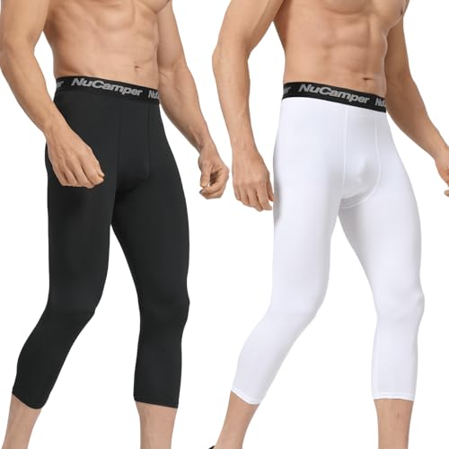NuCamper Kompressionshose Herren 3/4,Laufende Atmungsaktiv Funktionsunterhose Leggings Sport Kompressionss Tights Basisschicht Schnell Trocknende Hose für Basketball Fitnesss Athletisches von NuCamper
