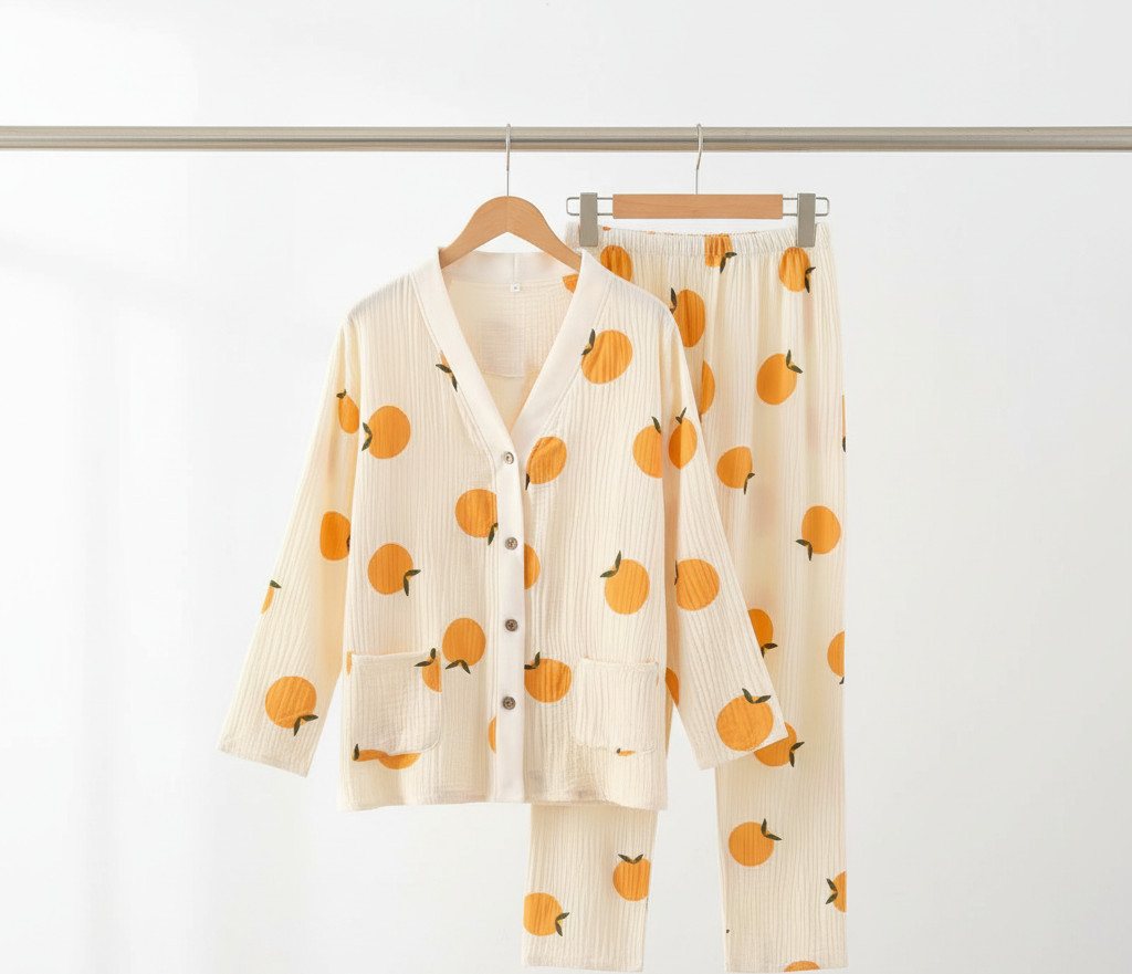 NuNi Umstandspyjama NuNi Still-Pyjama 100% Baumwolle Knopfleiste, seitliche Öffnung zum stillen von NuNi