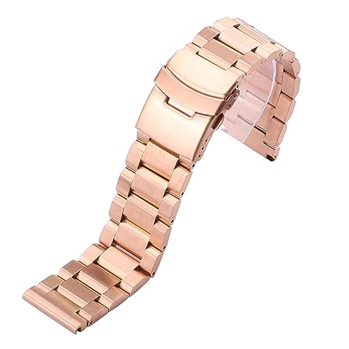 NuUwai 18 20 22 24 Mm Uhrenarmbänder Armband Damen Herren Silber Roségold Schwarz Edelstahl Gebürstet Ersetzen Sie Das Uhrenarmband (Color : Rose Gold, Size : 22mm) von NuUwai