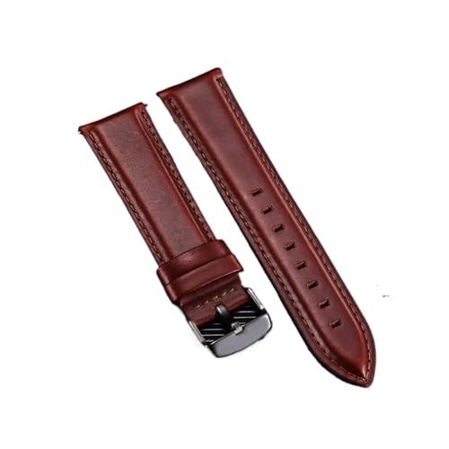 NuUwai Hohe Qualität Echtes Leder Uhrenarmband 18mm 20mm 22mm Armband Schnellverschluss Männer Frauen Uhrenarmbänder Armbänder (Color : Red Brown (black), Size : 18mm) von NuUwai