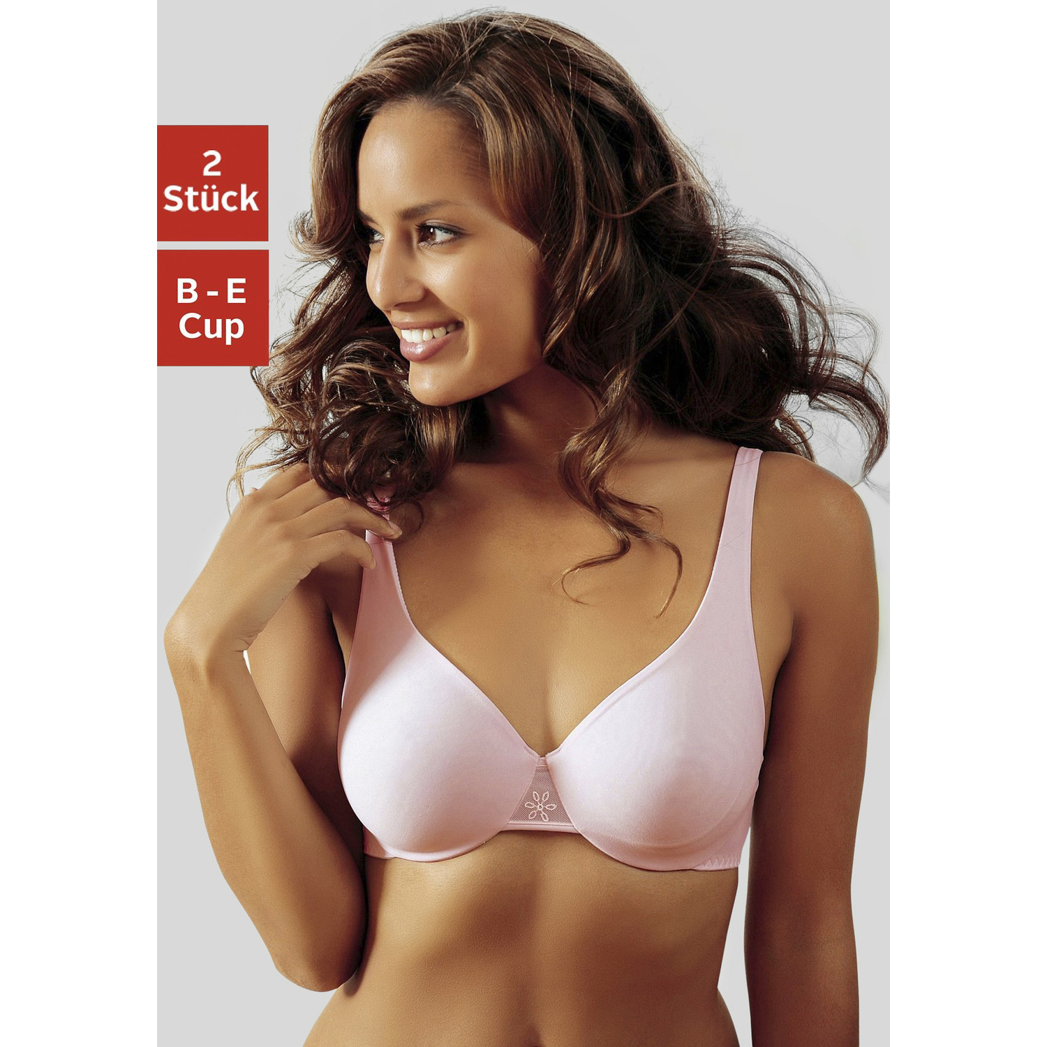 NUANCE T-Shirt-BH Damen rosé+creme Gr.80C von Nuance