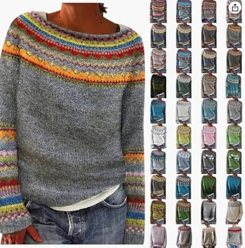 Angebote des Tages 2024: Norweger Pullover Damen Strickjacke in Großen Größen - Verdickt Klassisch von Nuaoxyeu