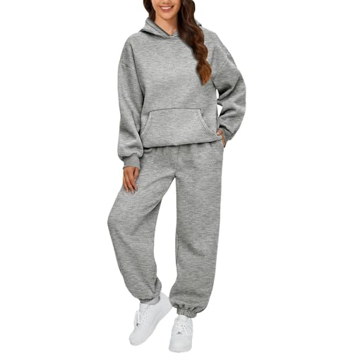 Nuaoxyeu 2024 Angebote Damen 2 Outfits Hoodie Sweatshirt Sets Oversized Sweatshirt Baggy Fall Fashion Sweatpants Damen Kleider Sale Geschenk Fitness Frau von Nuaoxyeu