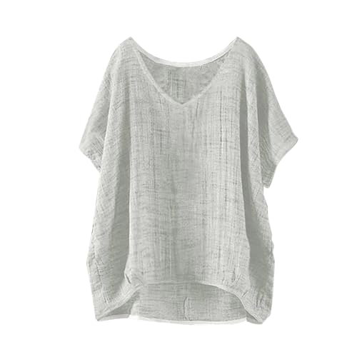 Nuaoxyeu Blusen Kurzarm Damen Musselin Bluse Damen Kurzarm Sommerbluse Oversized Elegant V-Ausschnitt Tshirts GroßE GrößEn Leichte Hawaii Hemd LäSsige Basic Baggy Meine Bestellungen Anzeigen von Nuaoxyeu
