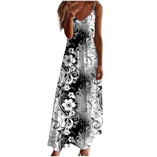 Nuaoxyeu Kleider Damen Sommer Gr 50 Sommerkleid Damen Lang Sommer ärmellos Strandkleid Elegant V Ausschnitt Maxikleid Elegant Luftige Spaghettiträger Freizeitkleid Meine Bestellungen von Nuaoxyeu