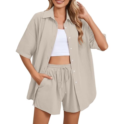 Nuaoxyeu Musselin Set Zweiteiler Damen Sommer Outfits Musselin Bluse Und Shorts Casual Oversize 2 Teiler Kurzarm Elegant Hosenanzug Kleidung Loungewear Lounge Warehouse Deal Retourenware Nuaoxyeu Musselin Set Zweiteiler Damen Sommer Outfits Musselin Bluse Und Shorts Casual Oversize 2 Teiler Kurzarm Elegant Hosenanzug Kleidung Loungewear Lounge Warehouse Deal Retourenware von Nuaoxyeu