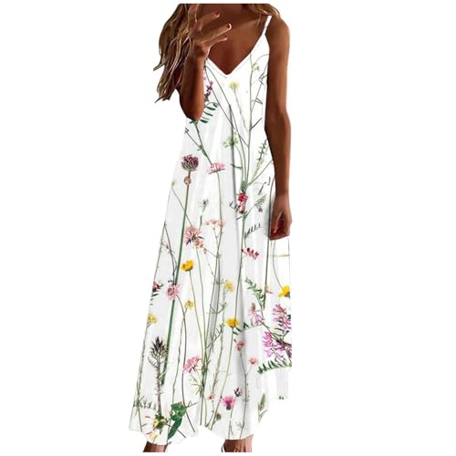 Nuaoxyeu Sommer Zubehör Sommerkleid Damen Lang Sommer ärmellos Strandkleid Elegant V Ausschnitt Maxikleid Elegant Luftige Spaghettiträger Freizeitkleid Meine Bestellungen Anzeigen von Nuaoxyeu