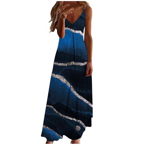 Nuaoxyeu Sommerkleid Baumwolle Damen Sommerkleid Damen Lang Sommer ärmellos Strandkleid Elegant V Ausschnitt Maxikleid Elegant Luftige Spaghettiträger Freizeitkleid Meine Bestellungen von Nuaoxyeu