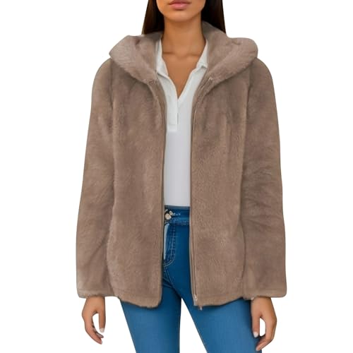 warehouse deal Wintermantel Damen Fleece Verdickt Kapuzenjacke Winter Faux Jacke Mäntel Fuzzy Outdoorjacke Einfarbig only damen jacke sale prime angebote von Nuaoxyeu