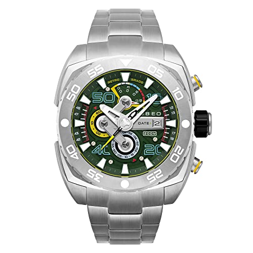 Nubeo Ingenuity Men's Japanese Quartz 49mm Green Watch with Solid Stainless Steel Bracelet NB-6056-33 von Nubeo