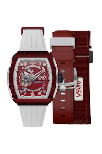 Nubeo Men's 48mm Magellan Red Japanese Automatic Watch with Rubber Strap NB-6047-NAS-02 von Nubeo