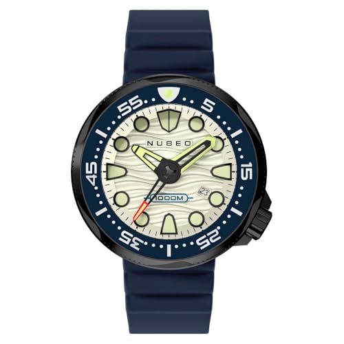 Nubeo Men's 50mm Ventana Automatic Limited Edition Dark Slate Blue Watch with Silicone Strap NB-6102-06 von Nubeo