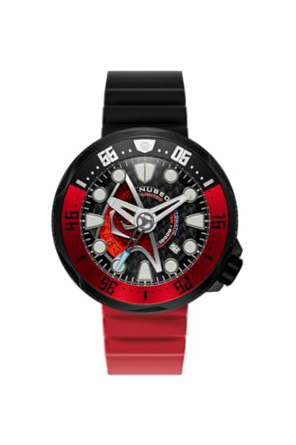 Nubeo Men's 50mm Ventana Automatic Starfleet Limited Edition Ops Red Watch with Silicone Strap NB-6104-03 von Nubeo
