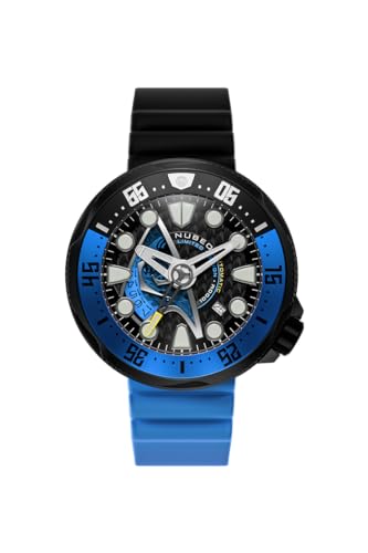 Nubeo Men's 50mm Ventana Automatic Starfleet Limited Edition Science Blue Watch with Silicone Strap NB-6104-02 von Nubeo
