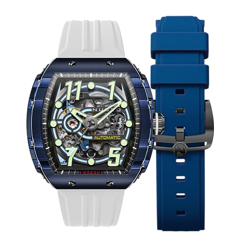 Nubeo Space Magellan Skeleton Men's Automatic Skeleton 48mm Blue Watch with Rubber Strap NB-6063-06 von Nubeo