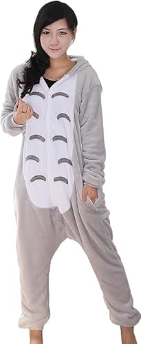 Nubincai Jumpsuit Tier Karton Fasching Halloween Kostüm Sleepsuit Cosplay Fleece-Overall Pyjama Schlafanzug Erwachsene Unisex Nachtwäsche von Nubincai