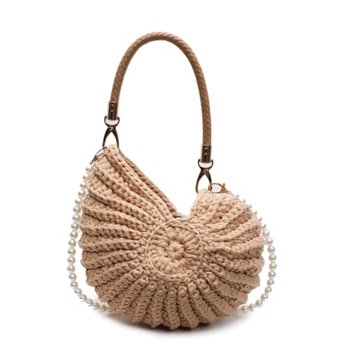 Nucelit Damen-Handtasche mit Muschel-Motiv, handgewebt, mit Perlenriemen, Tragegriff oben, stilvolle Umhängetasche, Muscheln, handgewebte Schulter für Damen, Handtasche, gehäkelt, Crossbody-Muscheln Nucelit Damen-Handtasche mit Muschel-Motiv, handgewebt, mit Perlenriemen, Tragegriff oben, stilvolle Umhängetasche, Muscheln, handgewebte Schulter für Damen, Handtasche, gehäkelt, Crossbody-Muscheln von Nucelit