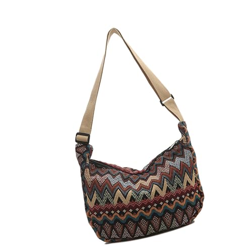 Nucelit Damen Schultertasche Geldbörse Große Kapazität Canvas Crossbody Tasche mit bequemem verstellbarem Riemen für den täglichen Gebrauch Gothic Umhängetasche, braun, One Size von Nucelit