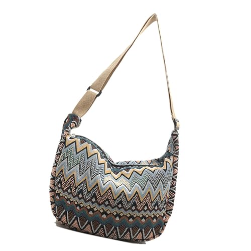 Nucelit Damen Schultertasche Geldbörse Große Kapazität Canvas Crossbody Tasche mit bequemem verstellbarem Riemen für den täglichen Gebrauch Gothic Umhängetasche, hellblau, One Size von Nucelit