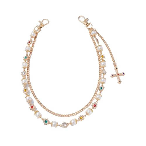 Verstellbare Legierung Imitation Perlen gekreuzte Hose Kette Taille Leichter Hip Hop Schmuck für Damen Herren Mode Stilvoll gekreuzte Hüfte, Einheitsgröße, Wie beschrieben, Wie beschrieben von Nucelit