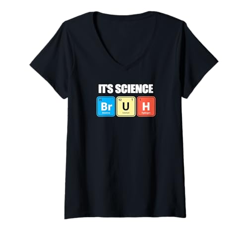 Damen Funny Periodic Table Bruh Nerdy Science Chemistry Apparel T-Shirt mit V-Ausschnitt Damen Funny Periodic Table Bruh Nerdy Science Chemistry Apparel T-Shirt mit V-Ausschnitt von Nuclear Nerd Threads