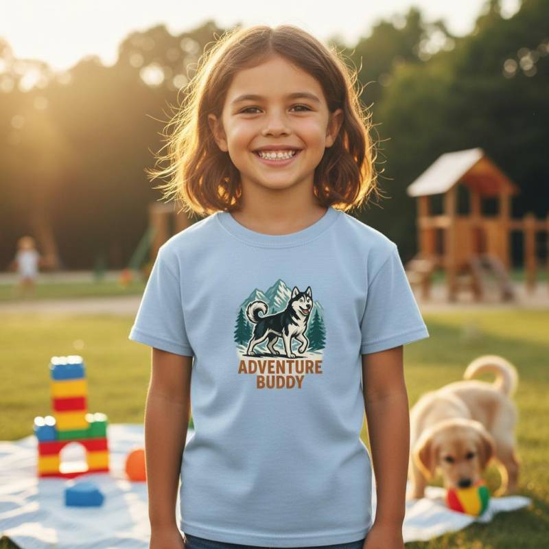 Adventure Buddy Kinder T-Shirt Husky Shirt Für Jungen & Mädchen Lustiges Hunde Geschenk Kleine Hundeliebhaber von NuclearPastaShop
