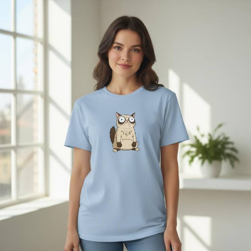 Lustiges Katzen T-Shirt Schockierte Glubschaugen Katze Funny Surprised Cat Shirt Witziges Lover Geschenk Für Katzenfans von NuclearPastaShop