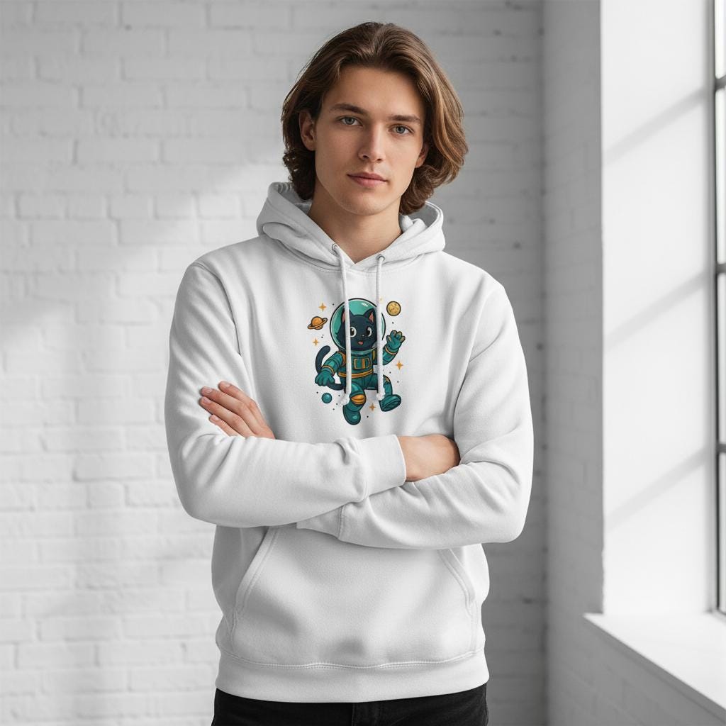 Space Cat Hoodie Lustiger Astronauten Katzen Galaxy Pullover Geschenk Für Katzenfans Unisex Sci-Fi von NuclearPastaShop