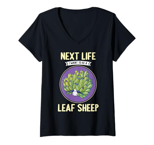 Damen Costasiella kuroshimae Nudibranch Leaf Sheep T-Shirt mit V-Ausschnitt Damen Costasiella kuroshimae Nudibranch Leaf Sheep T-Shirt mit V-Ausschnitt von Nudibranchs Nudibranch Animal Outfits