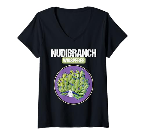 Damen Costasiella kuroshimae Nudibranch Leaf Sheep T-Shirt mit V-Ausschnitt Damen Costasiella kuroshimae Nudibranch Leaf Sheep T-Shirt mit V-Ausschnitt von Nudibranchs Nudibranch Animal Outfits