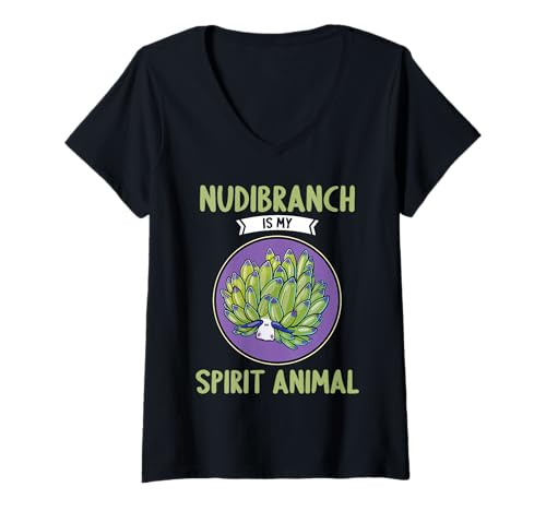 Damen Costasiella kuroshimae Nudibranch Leaf Sheep T-Shirt mit V-Ausschnitt Damen Costasiella kuroshimae Nudibranch Leaf Sheep T-Shirt mit V-Ausschnitt von Nudibranchs Nudibranch Animal Outfits