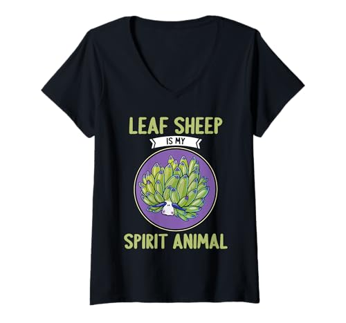 Damen Costasiella kuroshimae Nudibranch Leaf Sheep T-Shirt mit V-Ausschnitt Damen Costasiella kuroshimae Nudibranch Leaf Sheep T-Shirt mit V-Ausschnitt von Nudibranchs Nudibranch Animal Outfits