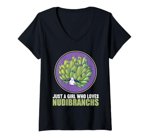 Damen Costasiella kuroshimae Nudibranch Leaf Sheep T-Shirt mit V-Ausschnitt Damen Costasiella kuroshimae Nudibranch Leaf Sheep T-Shirt mit V-Ausschnitt von Nudibranchs Nudibranch Animal Outfits