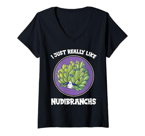 Damen Costasiella kuroshimae Nudibranch Leaf Sheep T-Shirt mit V-Ausschnitt Damen Costasiella kuroshimae Nudibranch Leaf Sheep T-Shirt mit V-Ausschnitt von Nudibranchs Nudibranch Animal Outfits