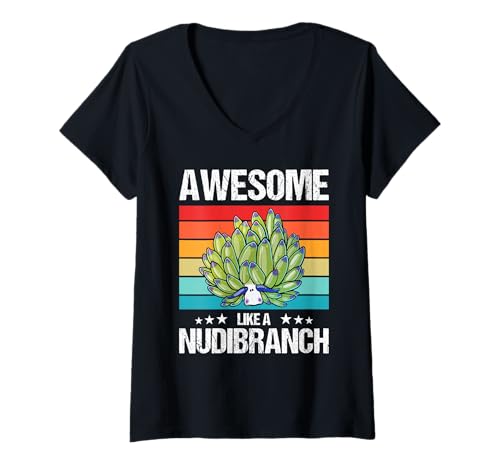 Damen Costasiella kuroshimae Nudibranch Leaf Sheep T-Shirt mit V-Ausschnitt Damen Costasiella kuroshimae Nudibranch Leaf Sheep T-Shirt mit V-Ausschnitt von Nudibranchs Nudibranch Animal Outfits