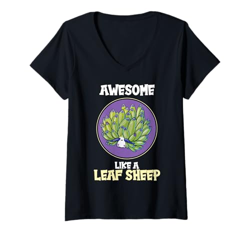 Damen Costasiella kuroshimae Nudibranch Leaf Sheep T-Shirt mit V-Ausschnitt Damen Costasiella kuroshimae Nudibranch Leaf Sheep T-Shirt mit V-Ausschnitt von Nudibranchs Nudibranch Animal Outfits