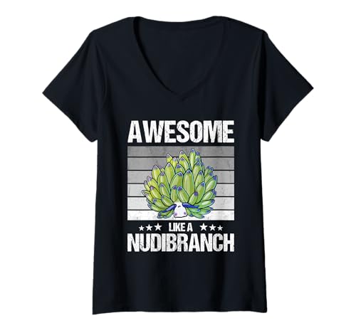 Damen Costasiella kuroshimae Nudibranch Leaf Sheep T-Shirt mit V-Ausschnitt Damen Costasiella kuroshimae Nudibranch Leaf Sheep T-Shirt mit V-Ausschnitt von Nudibranchs Nudibranch Animal Outfits