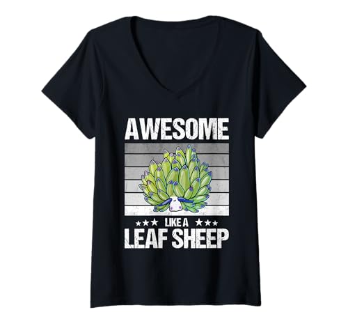 Damen Costasiella kuroshimae Nudibranch Leaf Sheep T-Shirt mit V-Ausschnitt Damen Costasiella kuroshimae Nudibranch Leaf Sheep T-Shirt mit V-Ausschnitt von Nudibranchs Nudibranch Animal Outfits