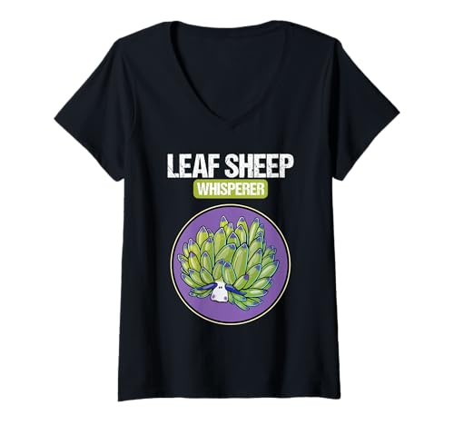 Damen Costasiella kuroshimae Nudibranch Leaf Sheep T-Shirt mit V-Ausschnitt Damen Costasiella kuroshimae Nudibranch Leaf Sheep T-Shirt mit V-Ausschnitt von Nudibranchs Nudibranch Animal Outfits